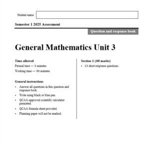 2025 General Maths Unit 3
